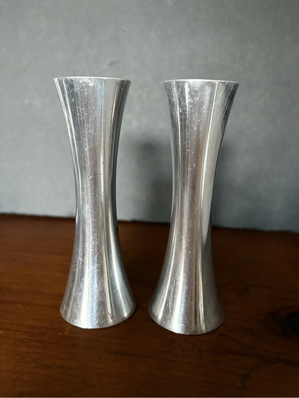 Nambe Kissing Salt and Pepper Shakers- High End Vintage Modern Contemporary